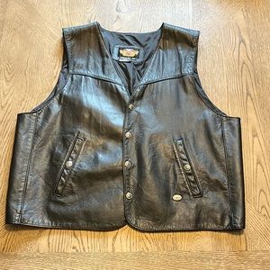 Black leather Harley Davidson vest XXL